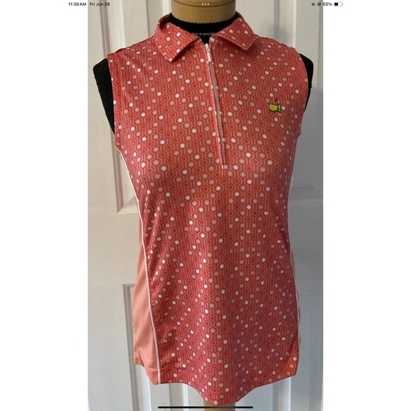 Magnolia Lane Tech UPF Womens Small 1/4 Zip Masters Sleeveless Top Orange Golf - Picture 1 of 8
